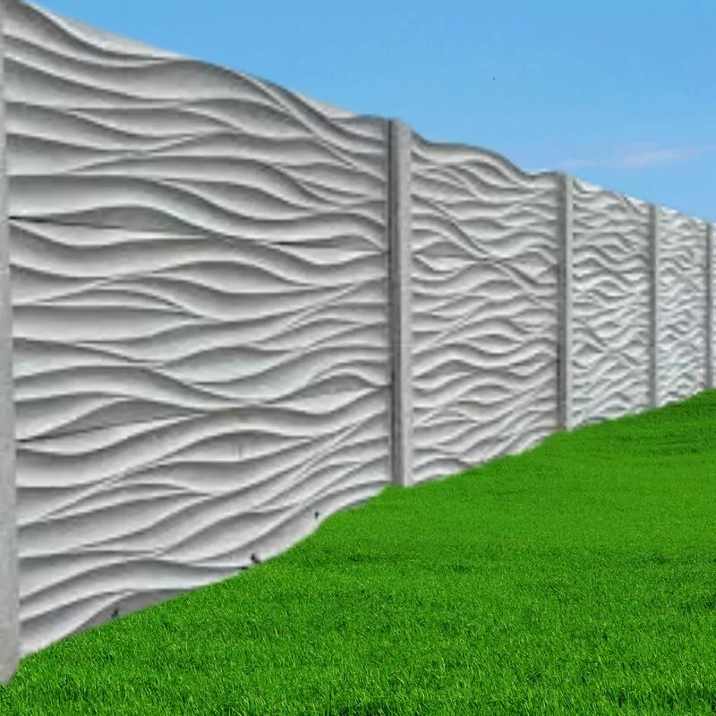 Hullámos mintás betonkerítés részlet